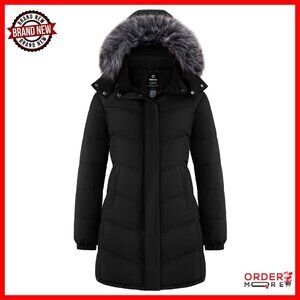 Women's Long Hooded Puffer Jacket Warm Quilted Winter Coat